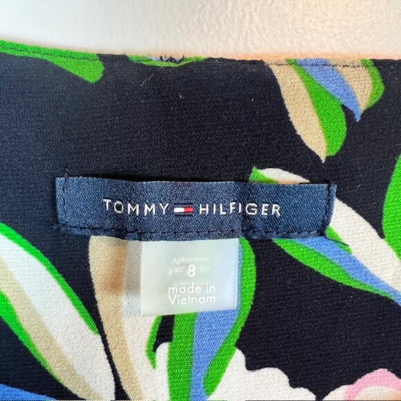 Tommy Hilfiger Floral Bell Sleeve Shift Dress Navy Pink Green Size 8 MSRP $129 - Picture 5 of 8